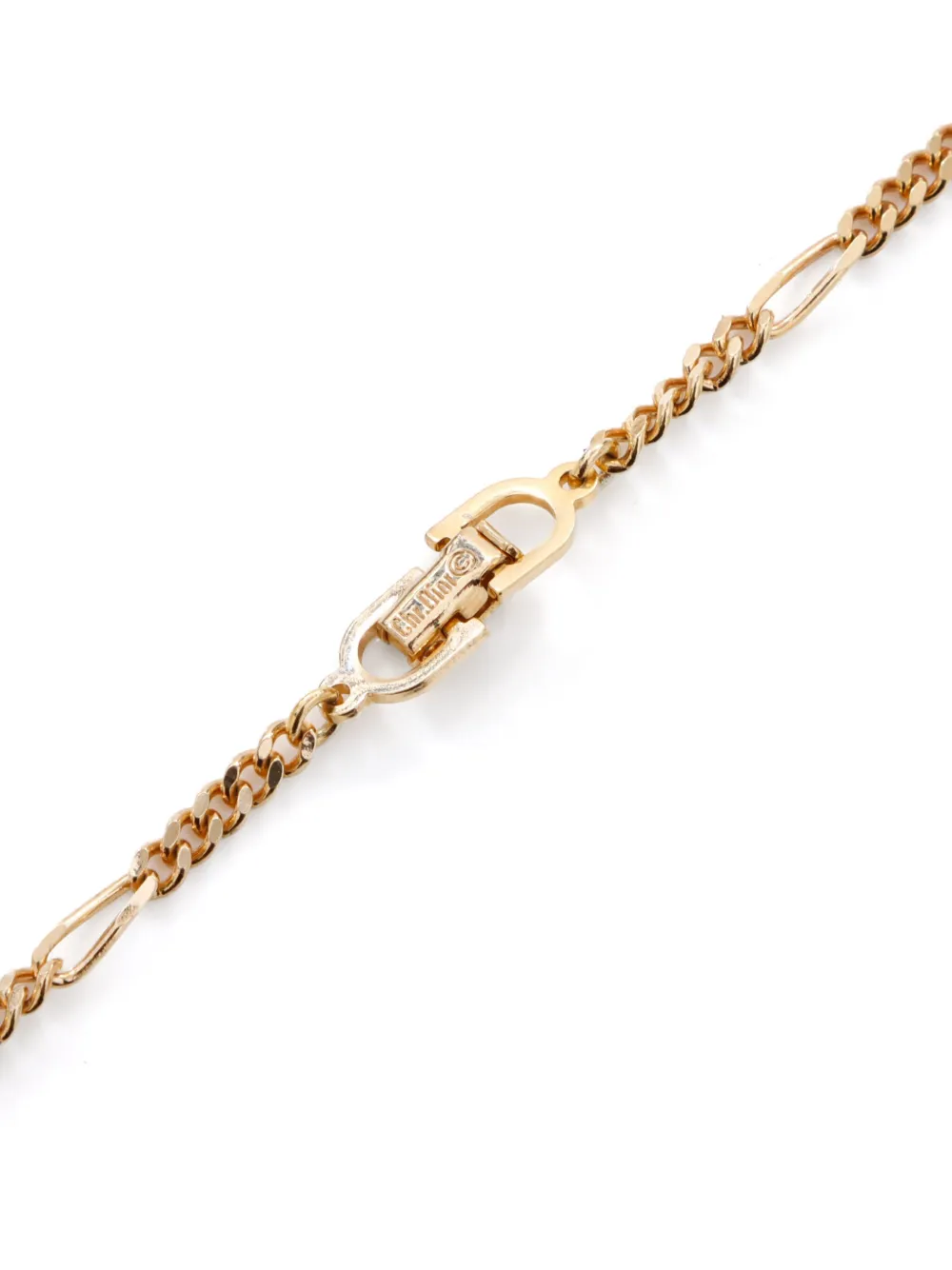Pre-owned Dior Cd-medallion Figaro Chain Necklace In Gold