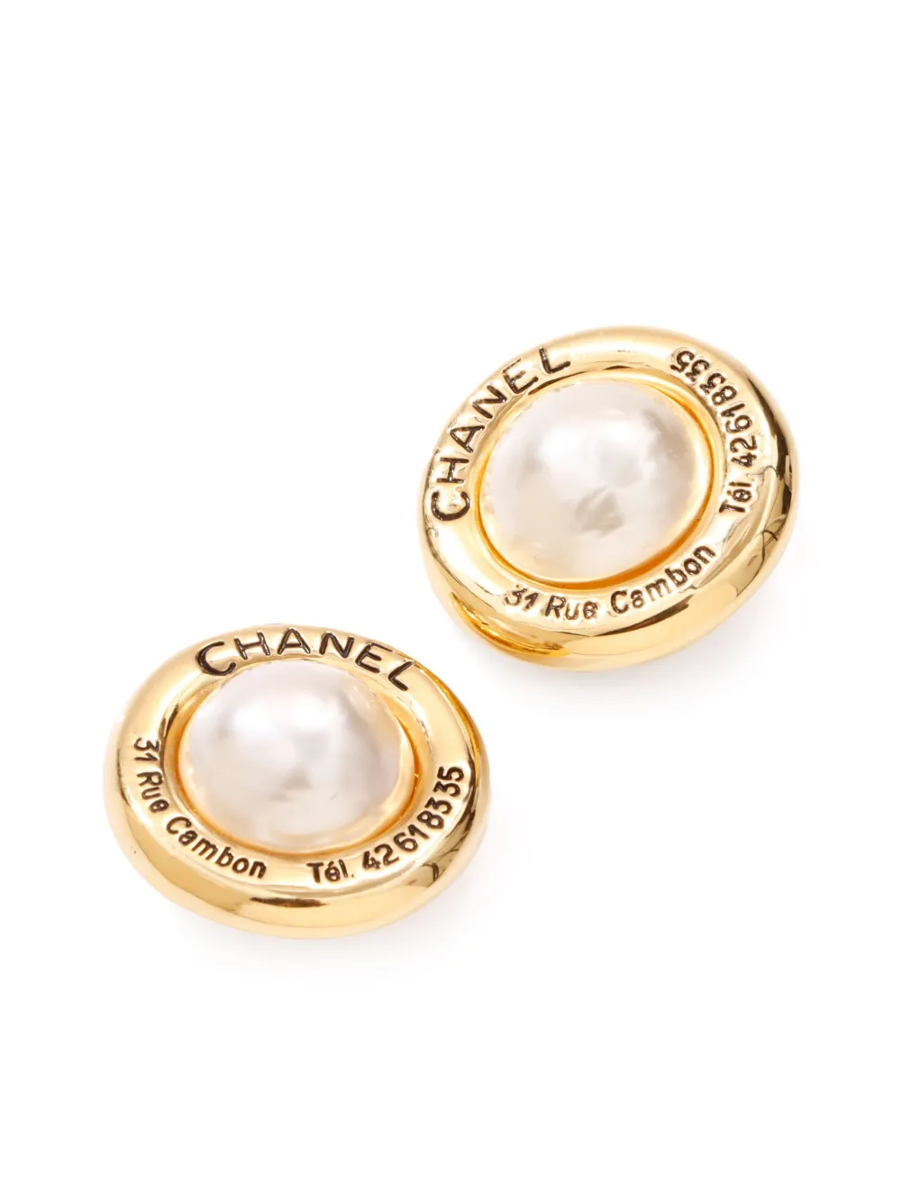 CHANEL Pre-Owned 1990 oorclips met imitatieparel - Goud