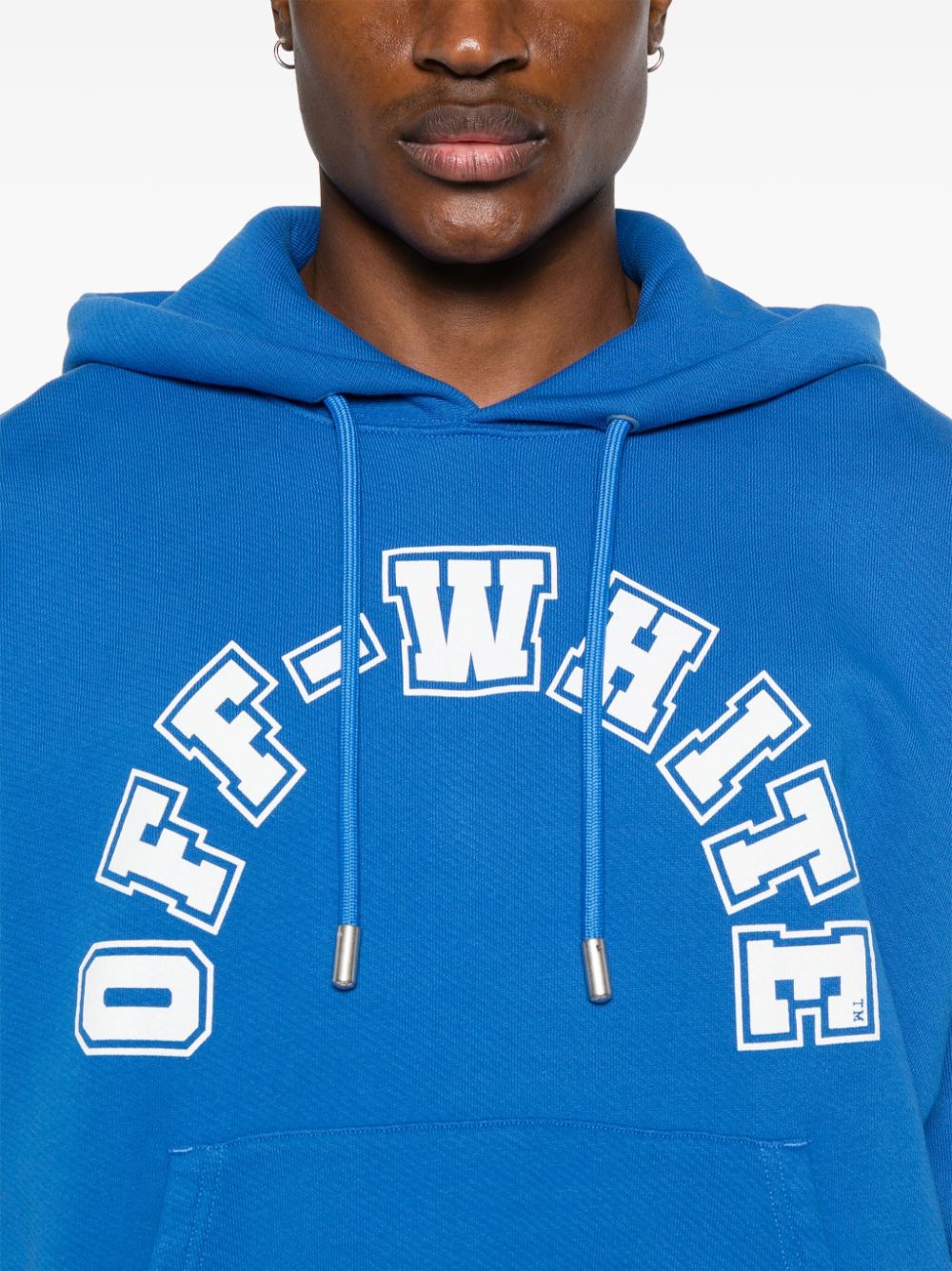 Shop Off-white Football Logo-print Hoodie In Blue