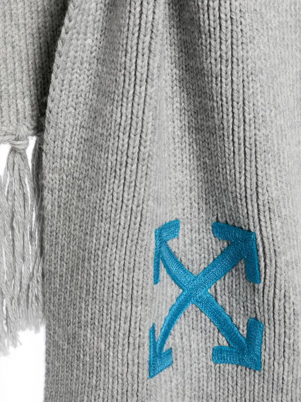 Off-White Arrows-embroidered Wool Scarf | Grey | FARFETCH BN