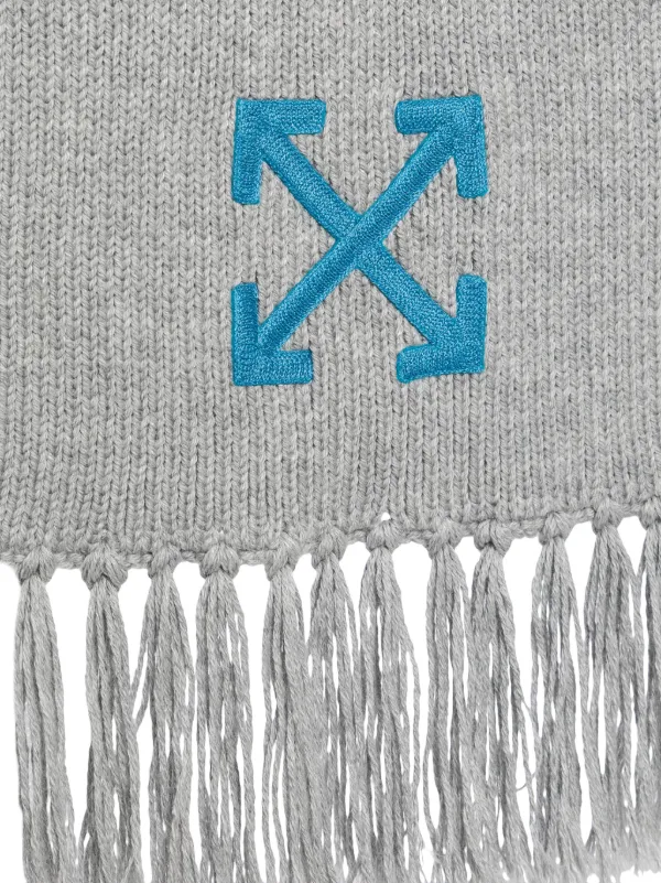 Off-White Arrows-embroidered Wool Scarf | Grey | FARFETCH BN