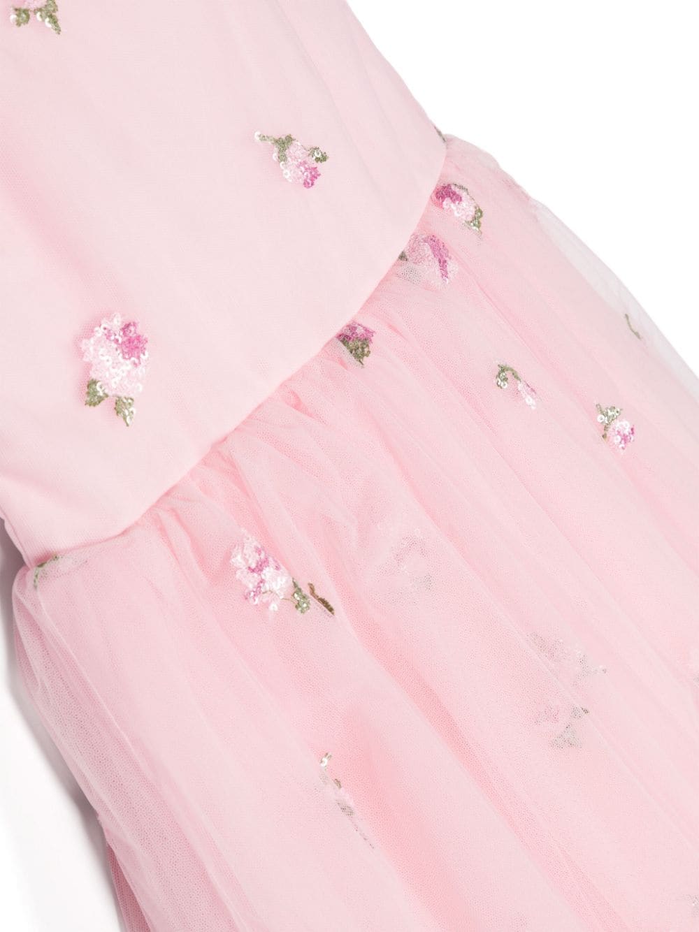 Shop Simonetta Floral-embroidered Tulle Midi Dress In Pink