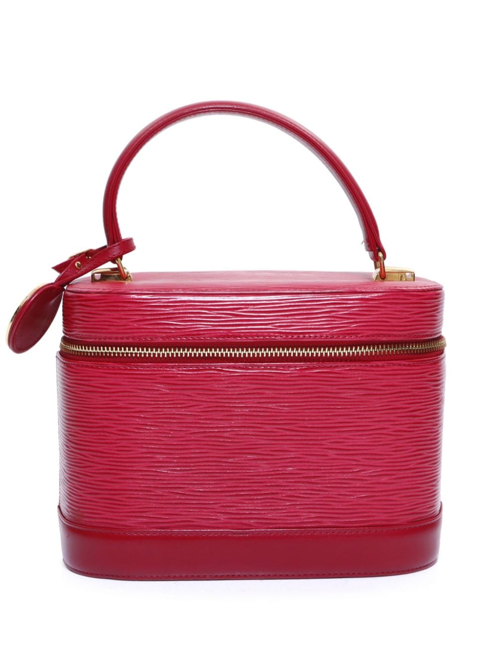 Pre-owned Valentino Garavani Logo-charm Leather Vanity Bag In Red