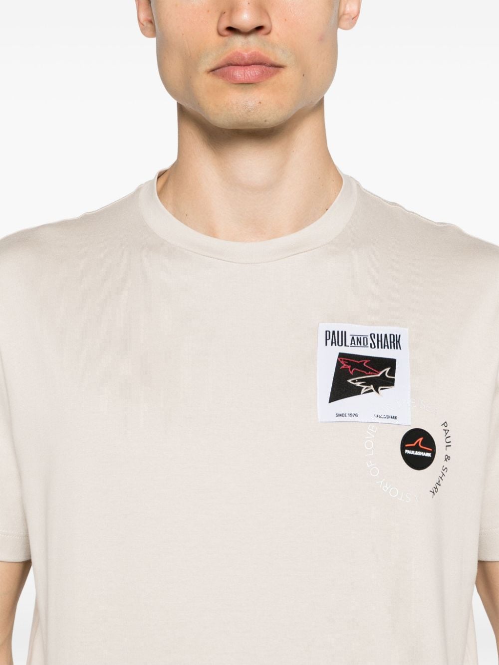 Shop Paul & Shark Logo-patch Cotton T-shirt In Neutrals
