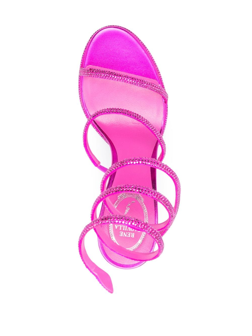 Shop René Caovilla Cleo 105mm Crystal Sandals In Pink