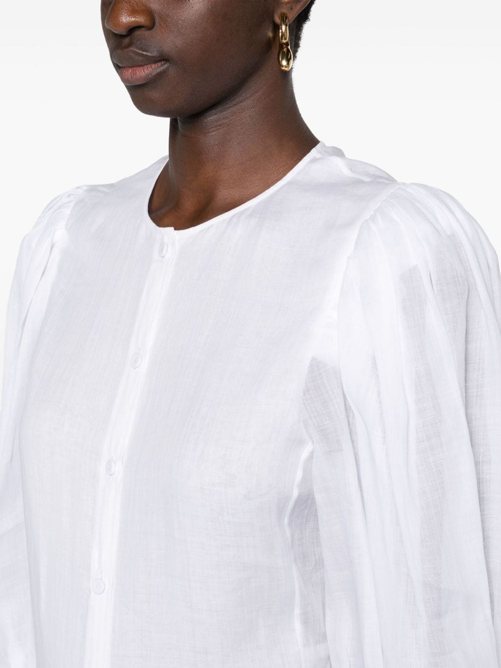 Shop Chloé Puff-sleeves Ramie Shirt In White