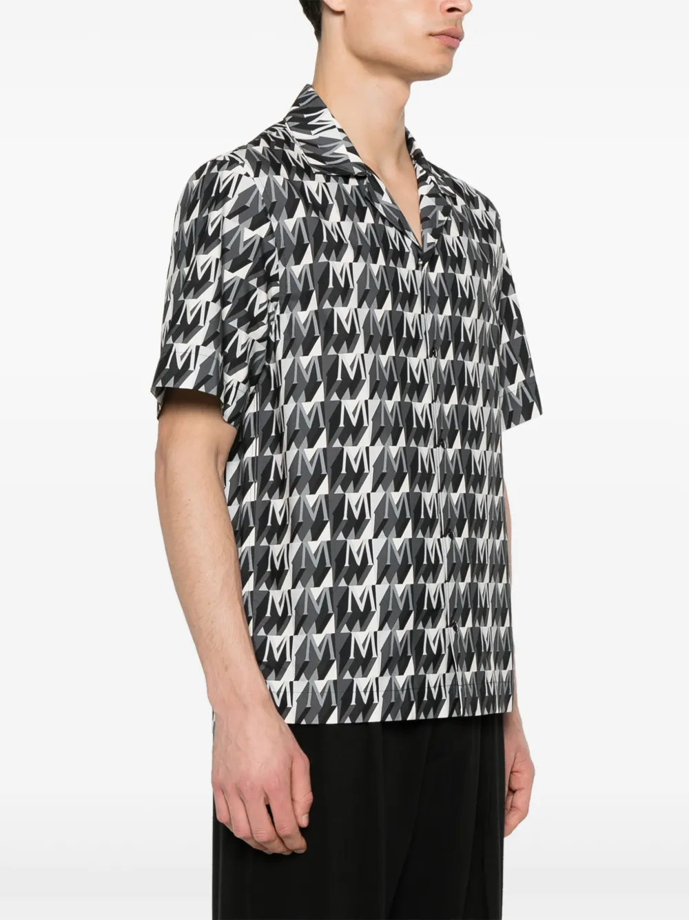 Shop Moncler Monogram-print Cotton Shirt In Grey