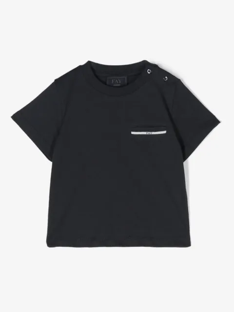 Fay Kids logo-embroidered cotton T-shirt