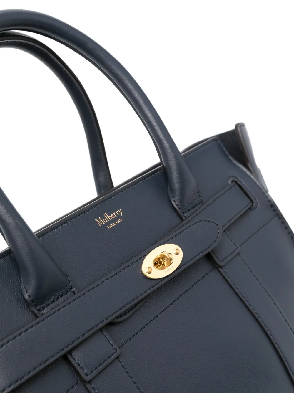 Shop Mulberry Small Bayswater Leather Tote Bag In Blue