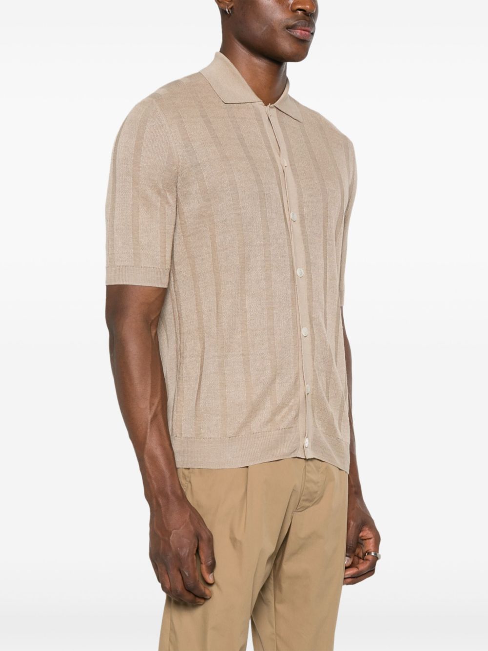 Shop Ballantyne Striped Linen Short-sleeved Shirt In Neutrals