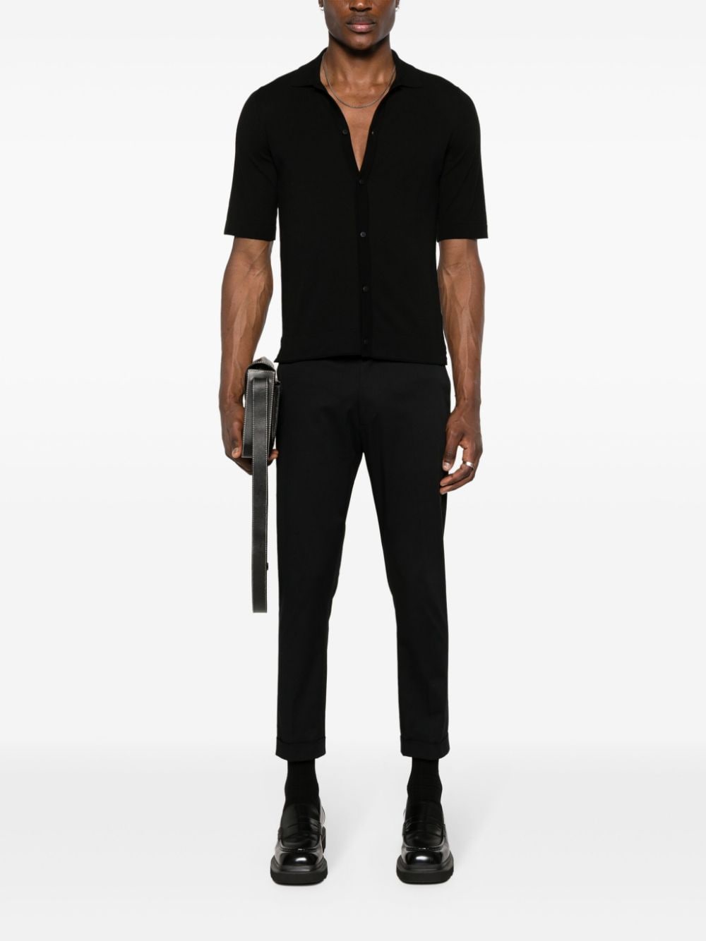 Shop Ballantyne Fine-knit Short-sleeved Shirt In Black