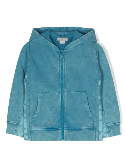 Stella McCartney Kids logo-tape cotton zipped hoodie