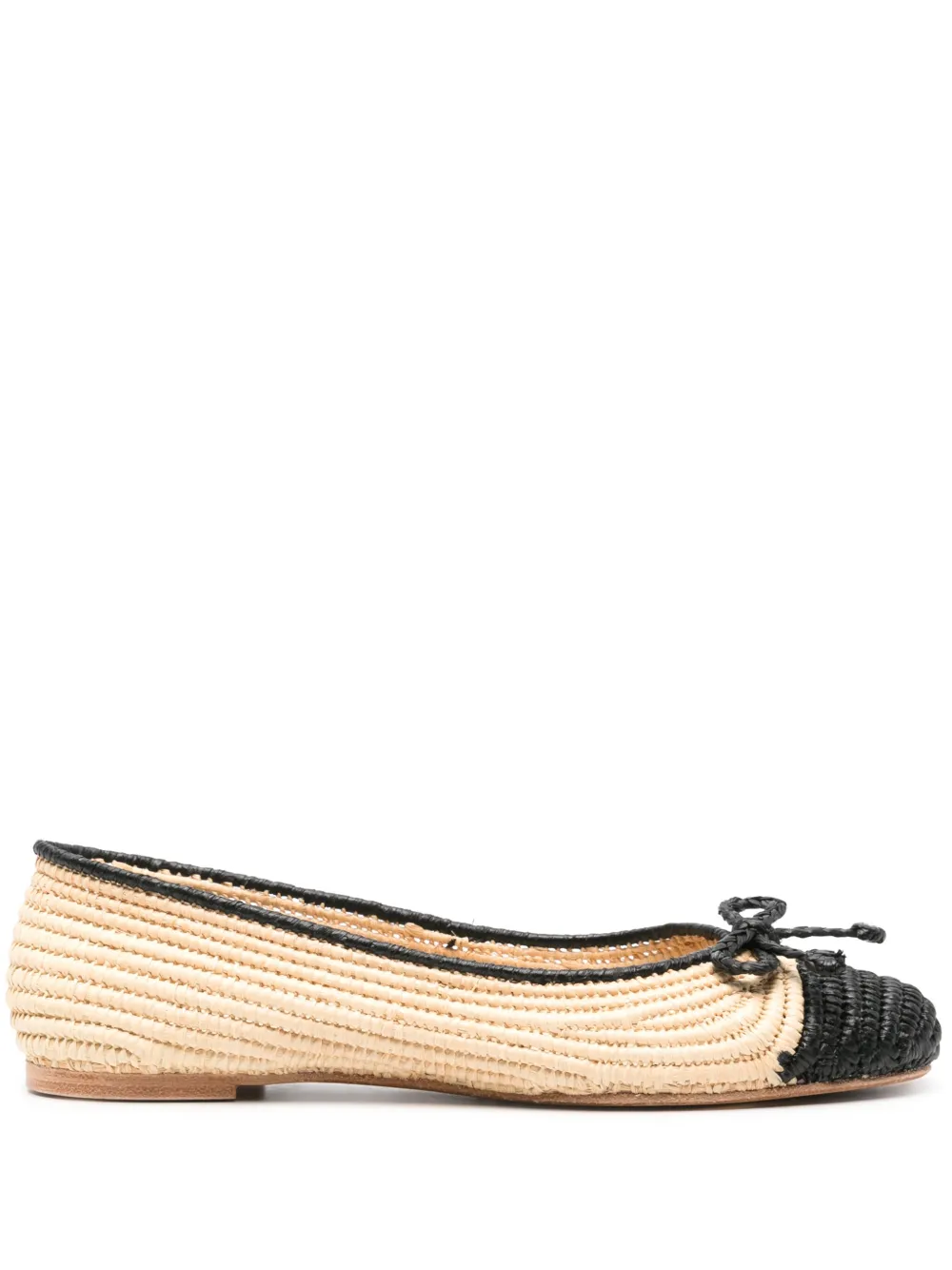 Paloma Barceló bow-detail Raffia Ballerina Shoes - Farfetch