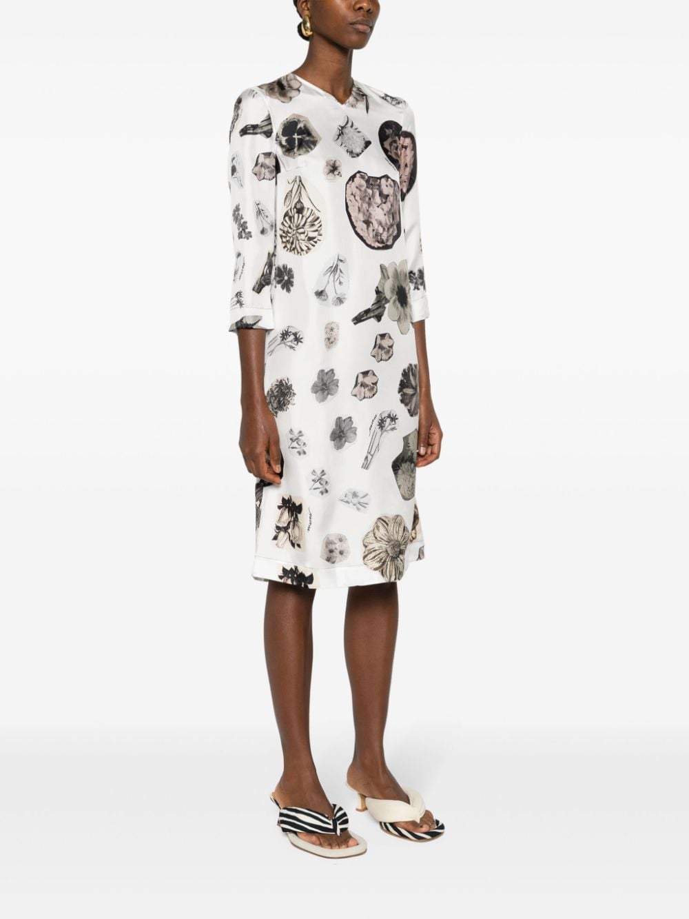 Marni Jurk met bloemenprint Wit