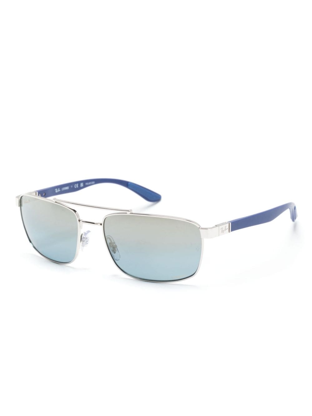 Shop Ray Ban Rb3737ch Rectangle-frame Sunglasses In Blue