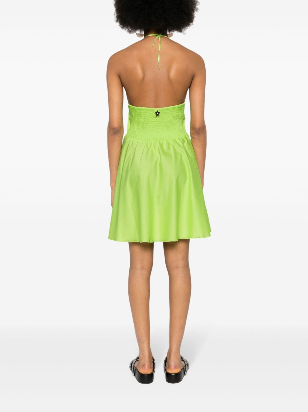 Shop Liu •jo Halterneck Sleeveless Mini Dress In Green