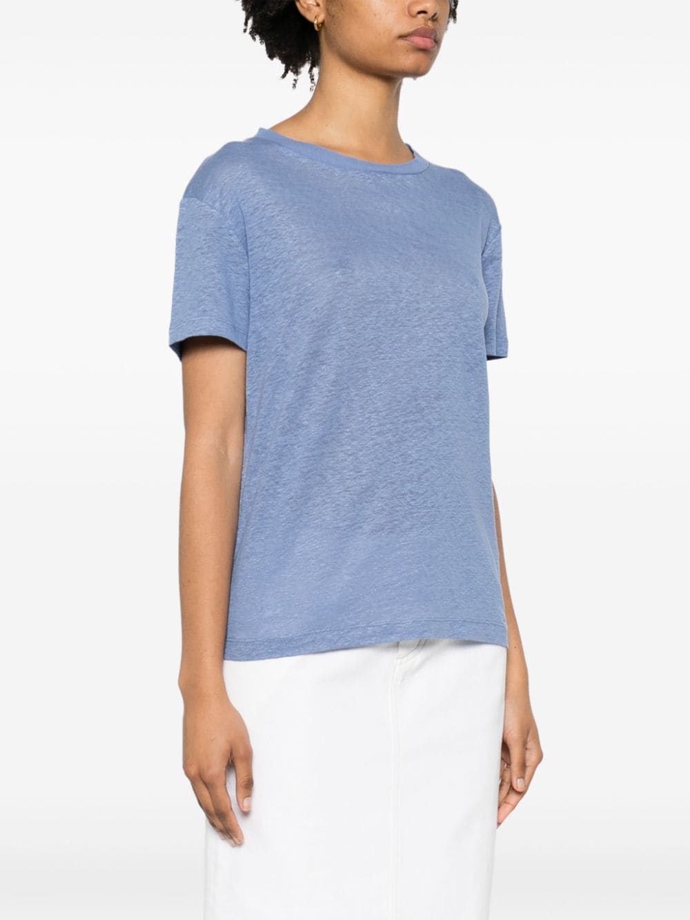 Shop Vince Short-sleeve Linen T-shirt In Blue