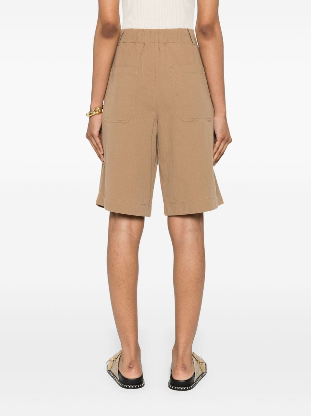 Shop Vince Tailored Cotton Shorts In Neutrals