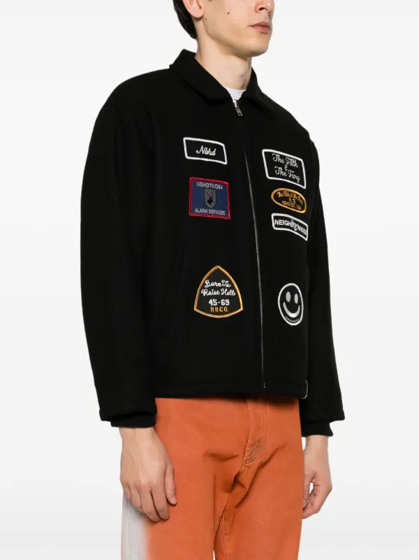 Neighborhood logo-patch wool-blend Jacket | Black | FARFETCH