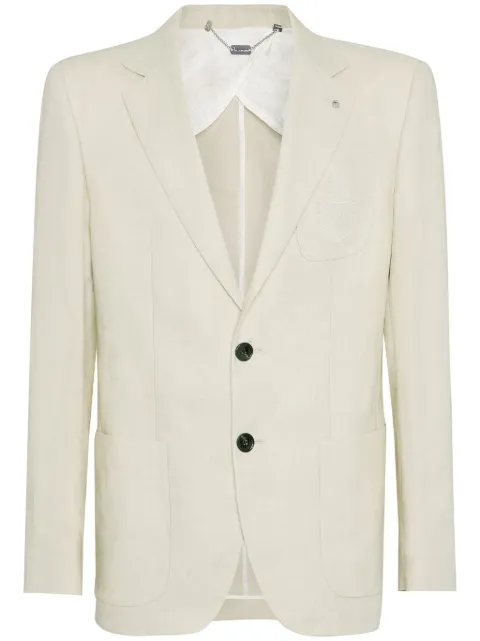 Billionaire logo-embroidered linen blazer