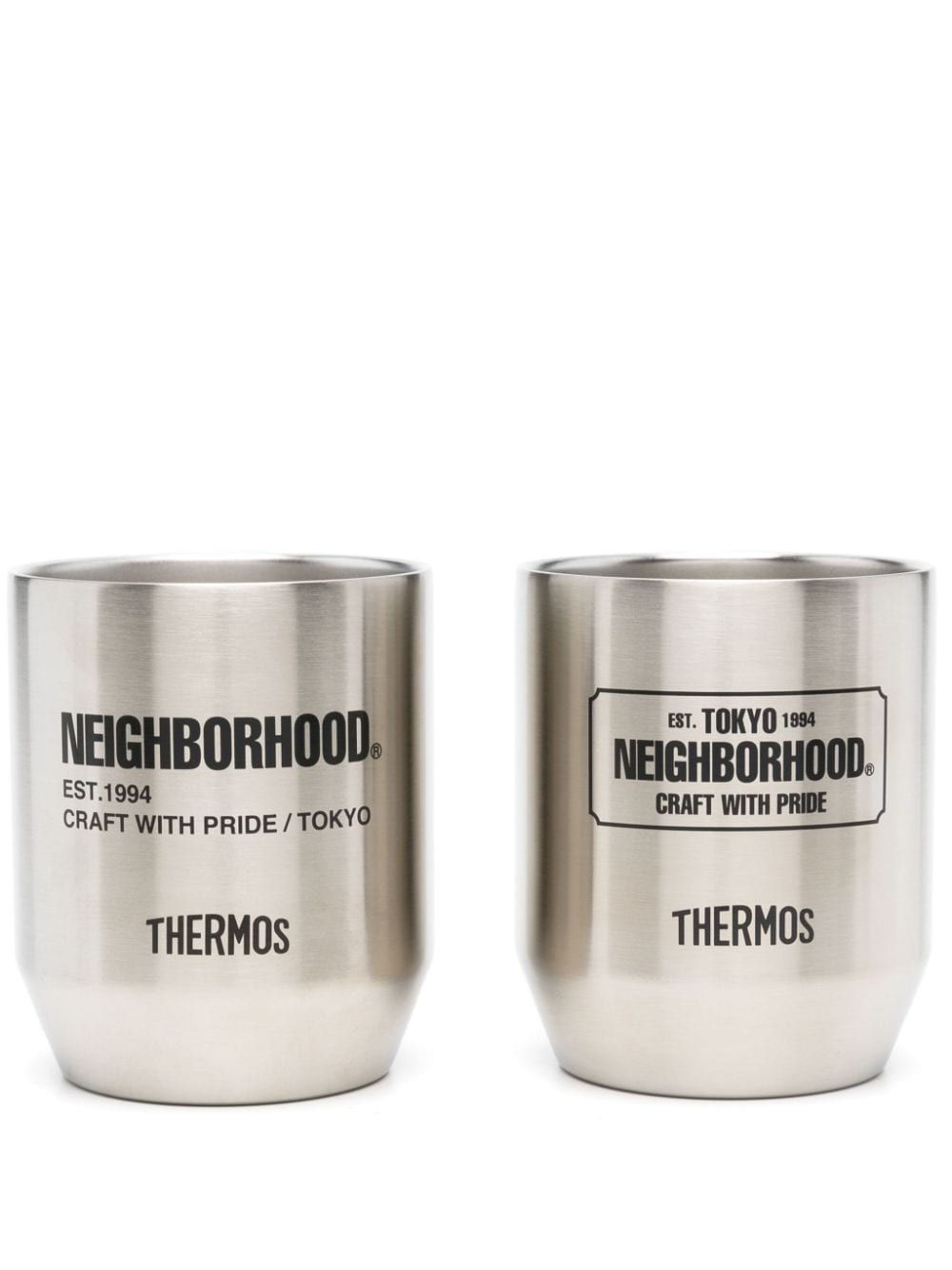 Neighborhood X Thermos Insulated Cups (set Of Two) In Silver
