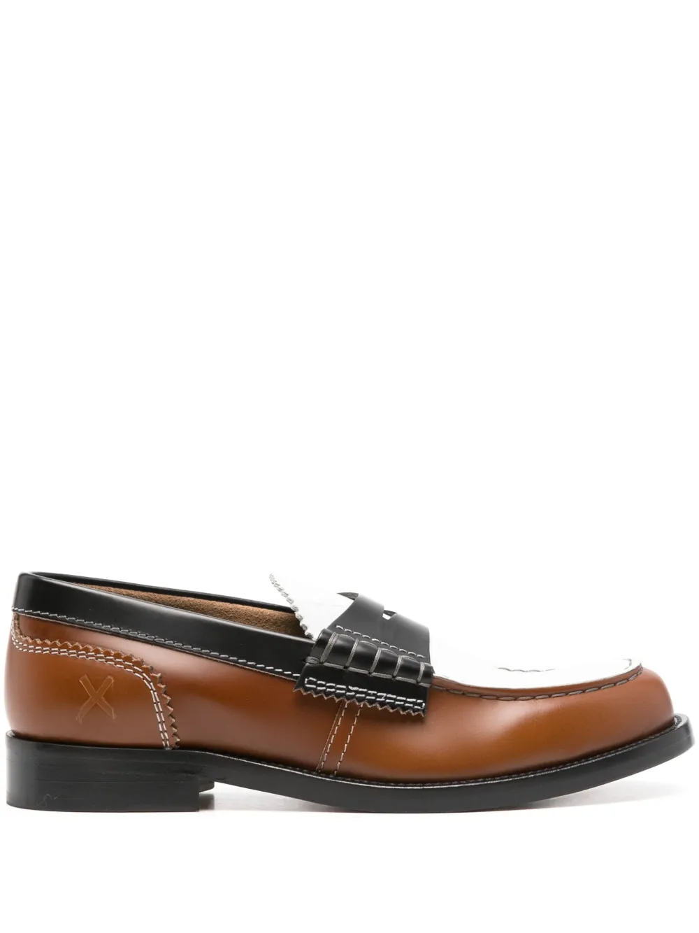 College colourblock leather loafers Brown