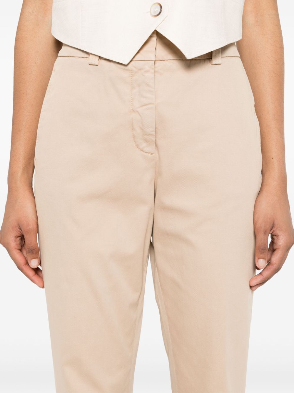 Shop Peserico Elasticated-waist Cropped Trousers In Neutrals