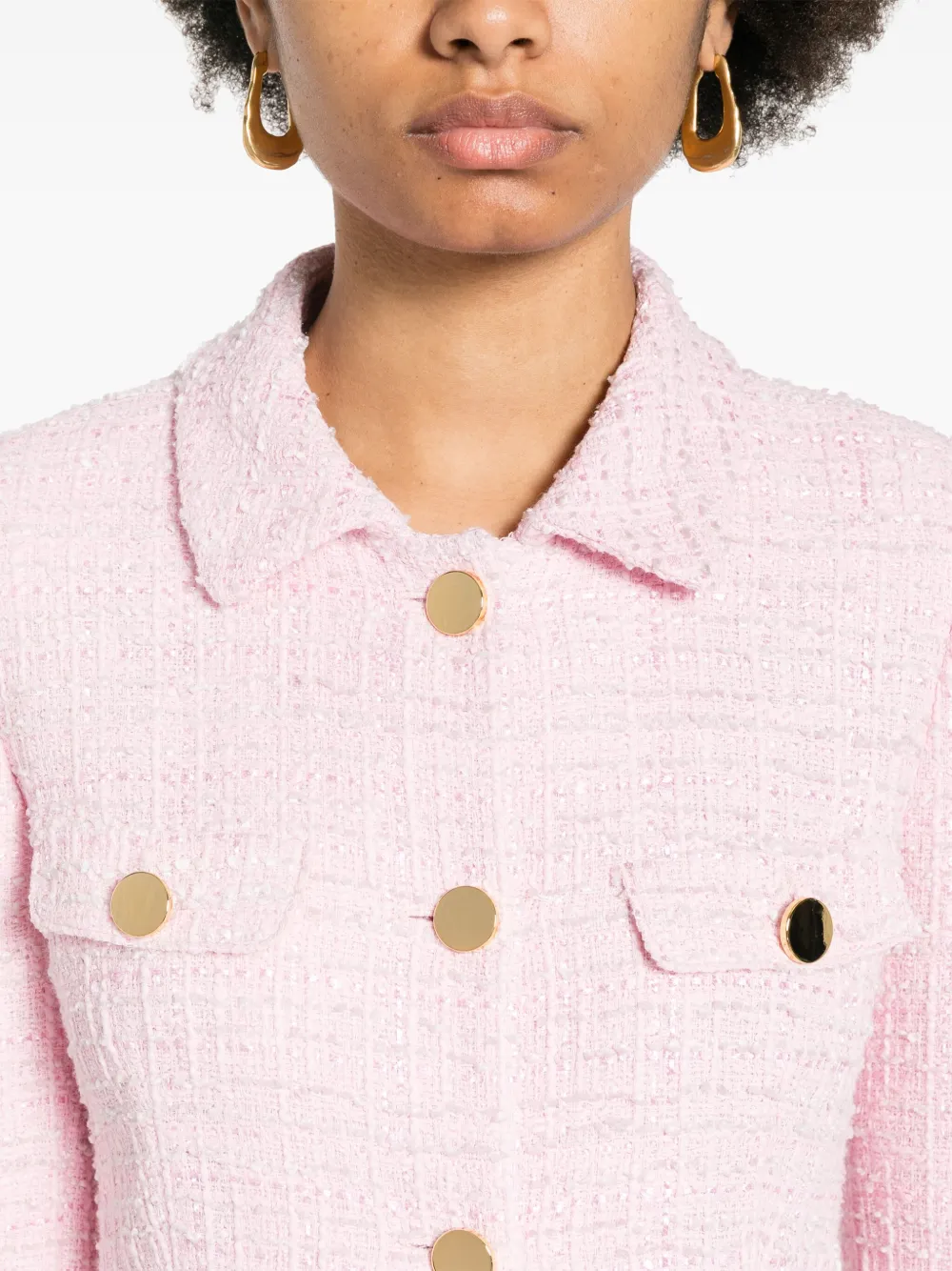 Shop Tagliatore India Tweed Jacket In Pink