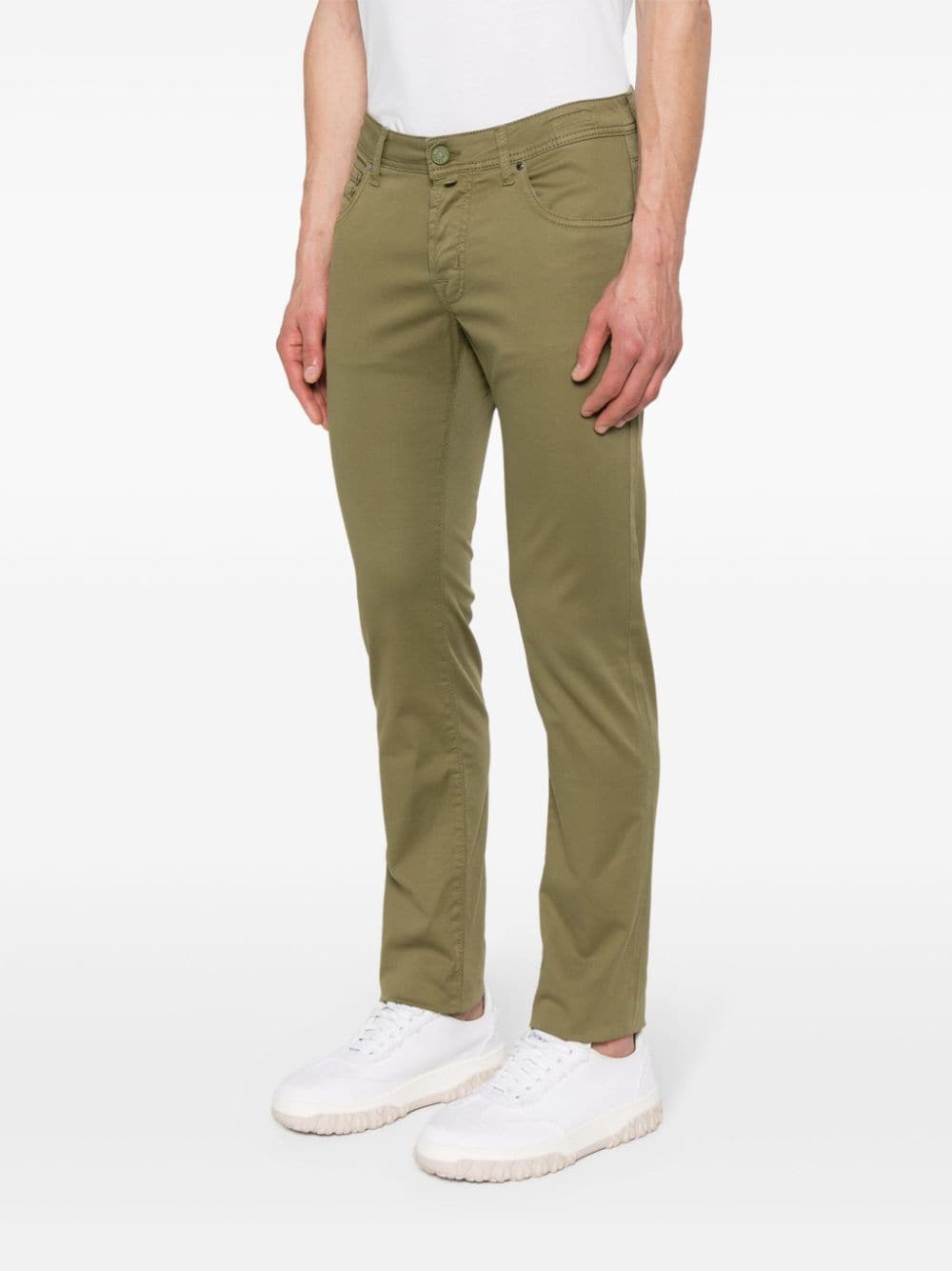 Shop Jacob Cohen Logo-patch Trousers In Green