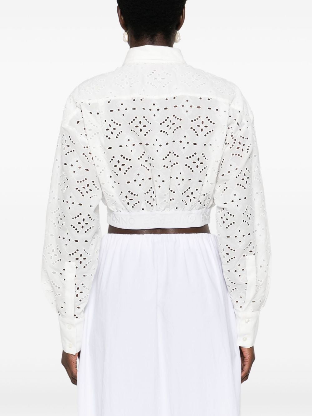 ERMANNO FIRENZE Cropped blouse met borduurwerk Wit