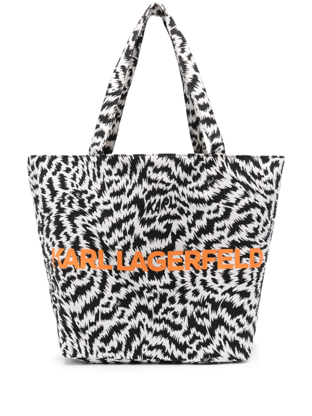 Karl Lagerfeld Logo-print Canvas Tote Bag In 黑色