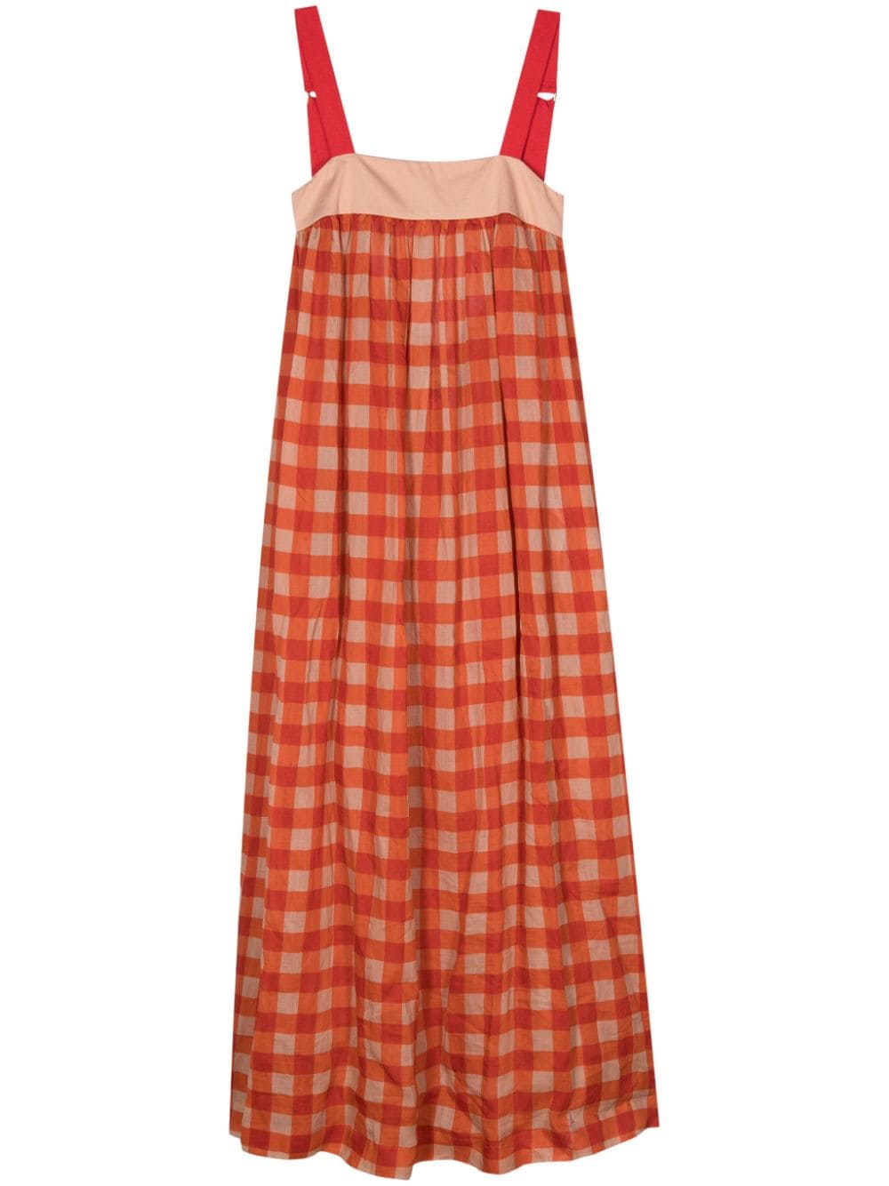 Semicouture Check-print Maxi Dress In Red