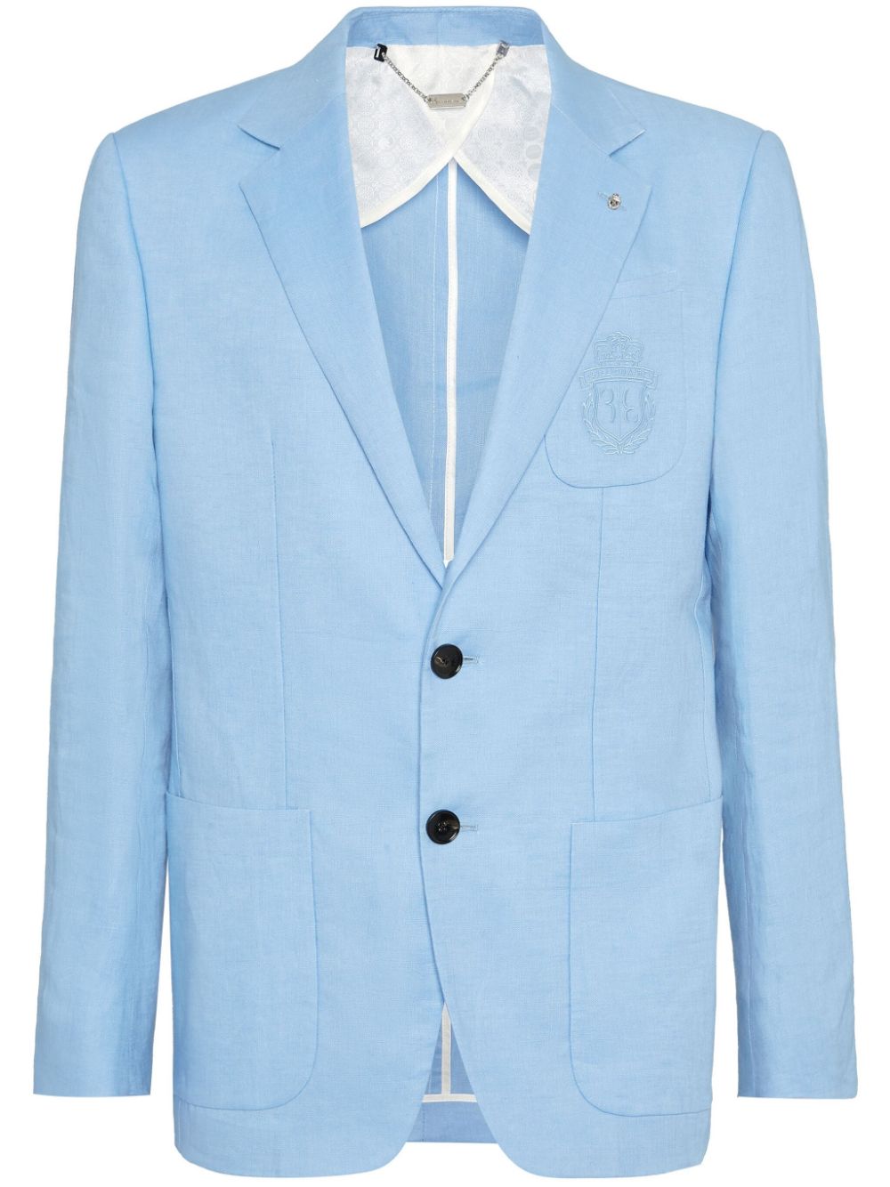 Billionaire Logo-embroidered Linen Blazer In Blue