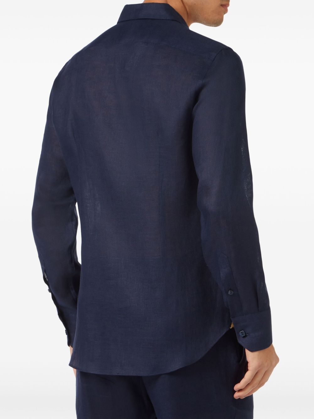 Shop Billionaire Logo-embroidered Linen Shirt In Blue