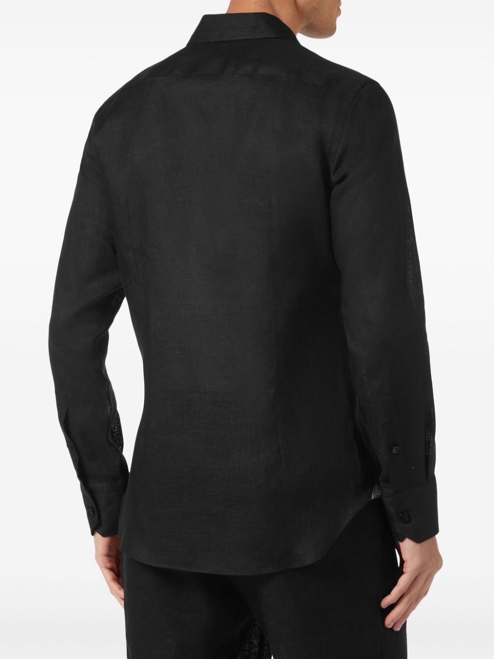 Shop Billionaire Logo-embroidered Linen Shirt In Black