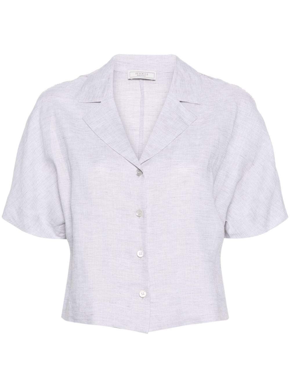 Peserico Metallic-chain Detail Linen Shirt In Grey