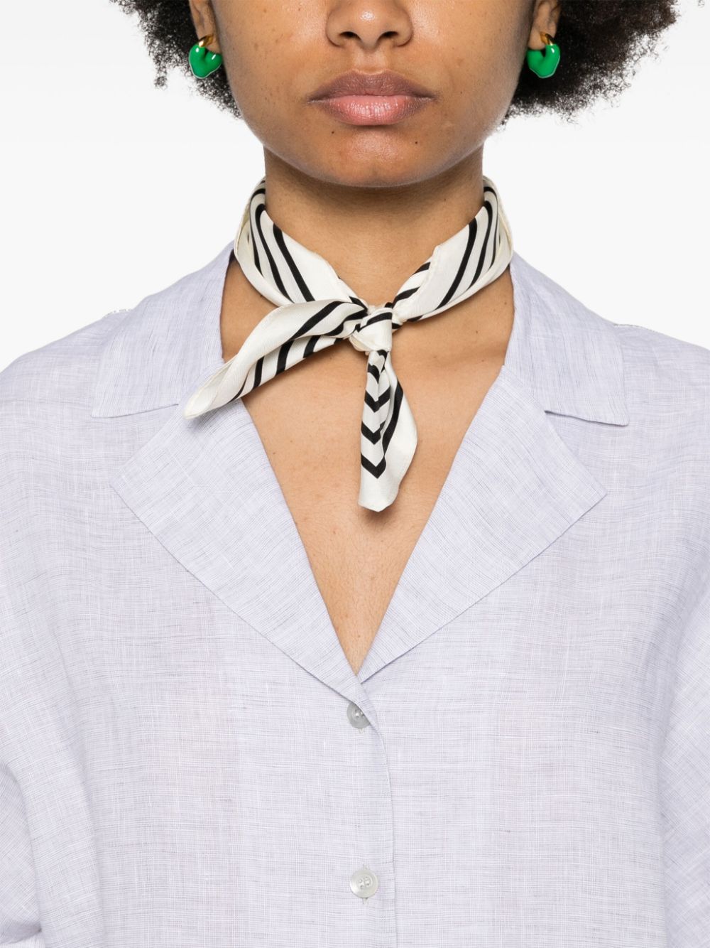 Shop Peserico Metallic-chain Detail Linen Shirt In Grey