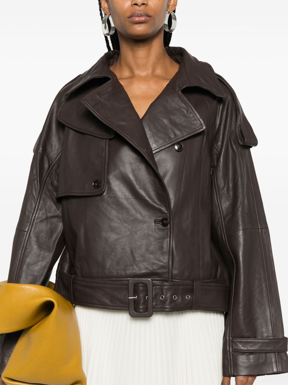 Shop Herskind Luelle Leather Biker Jacket In Brown