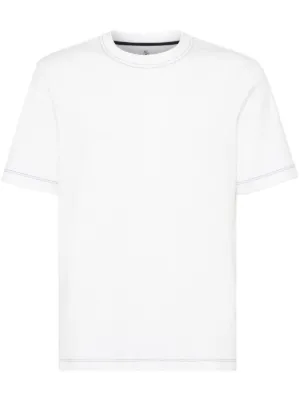 Brunello Cucinelli Camiseta De Algodão Com Logo Bordado | Branco
