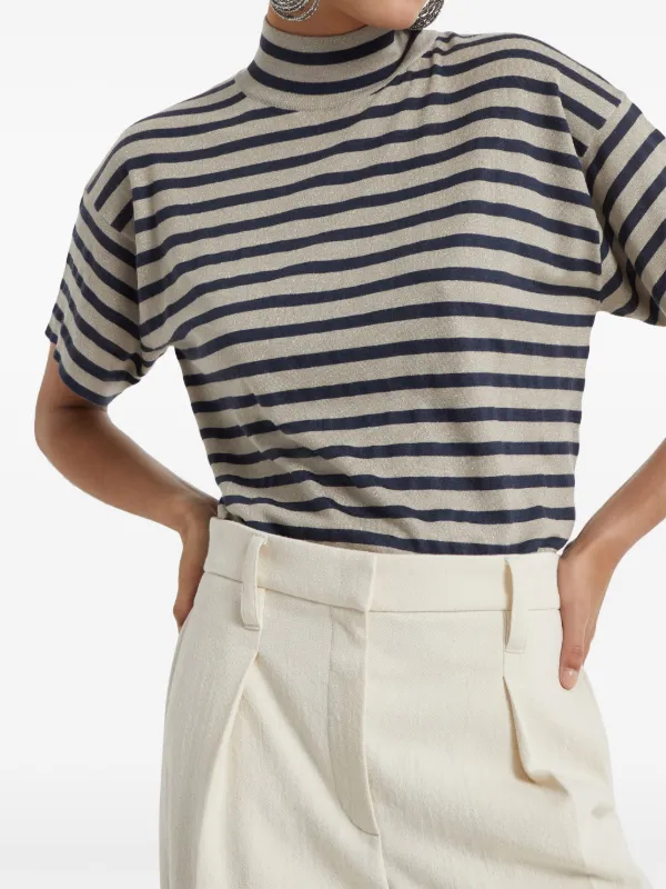 ブルネロクチネリ　ストライプ　トップス Brunello Cucinelli ストライプ トップ | ニュートラル