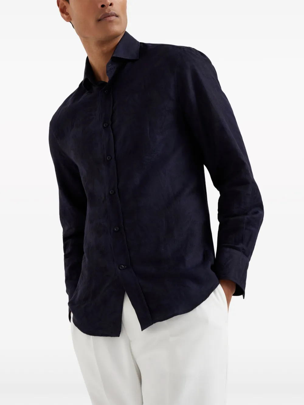 Brunello Cucinelli Overhemd met jacquard Blauw