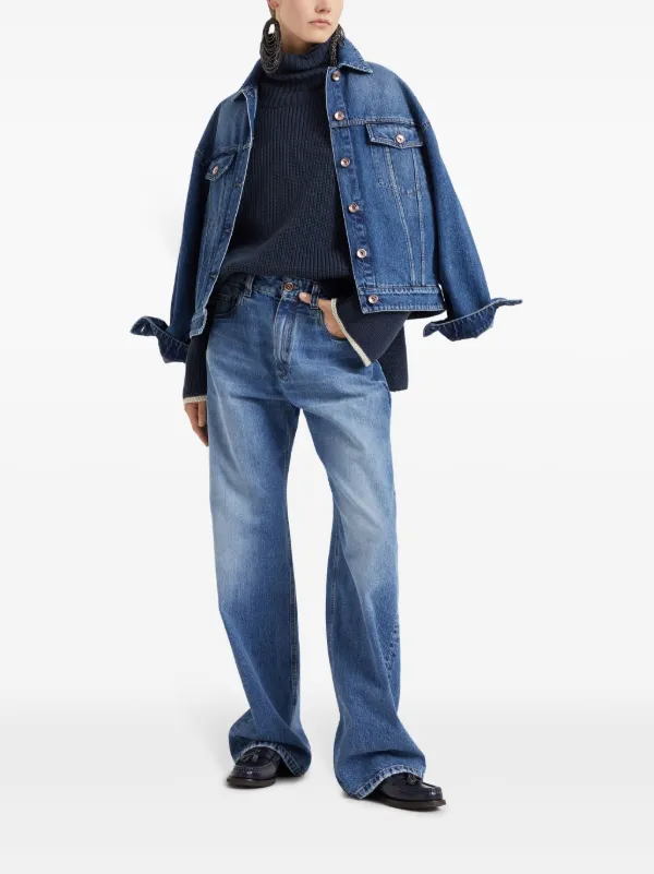 Brunello Cucinelli button-up Denim Jacket | Blue | FARFETCH JO