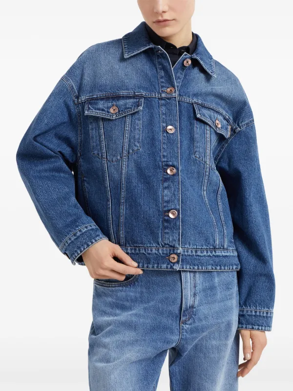 Brunello Cucinelli button-up Denim Jacket | Blue | FARFETCH JO