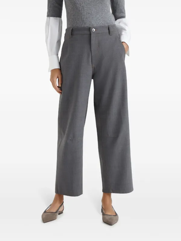 Brunello Cucinelli mélange-effect Trousers | Grey | FARFETCH