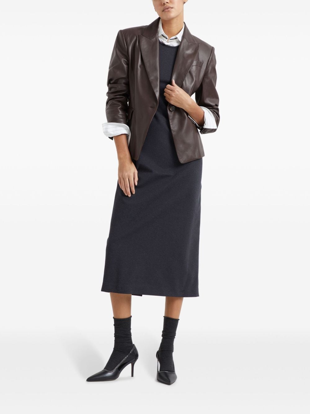 Brunello Cucinelli Mouwloze midi-jurk - Zwart