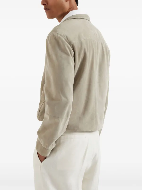 Brunello Cucinelli zip-up Suede Jacket | Green | FARFETCH ID