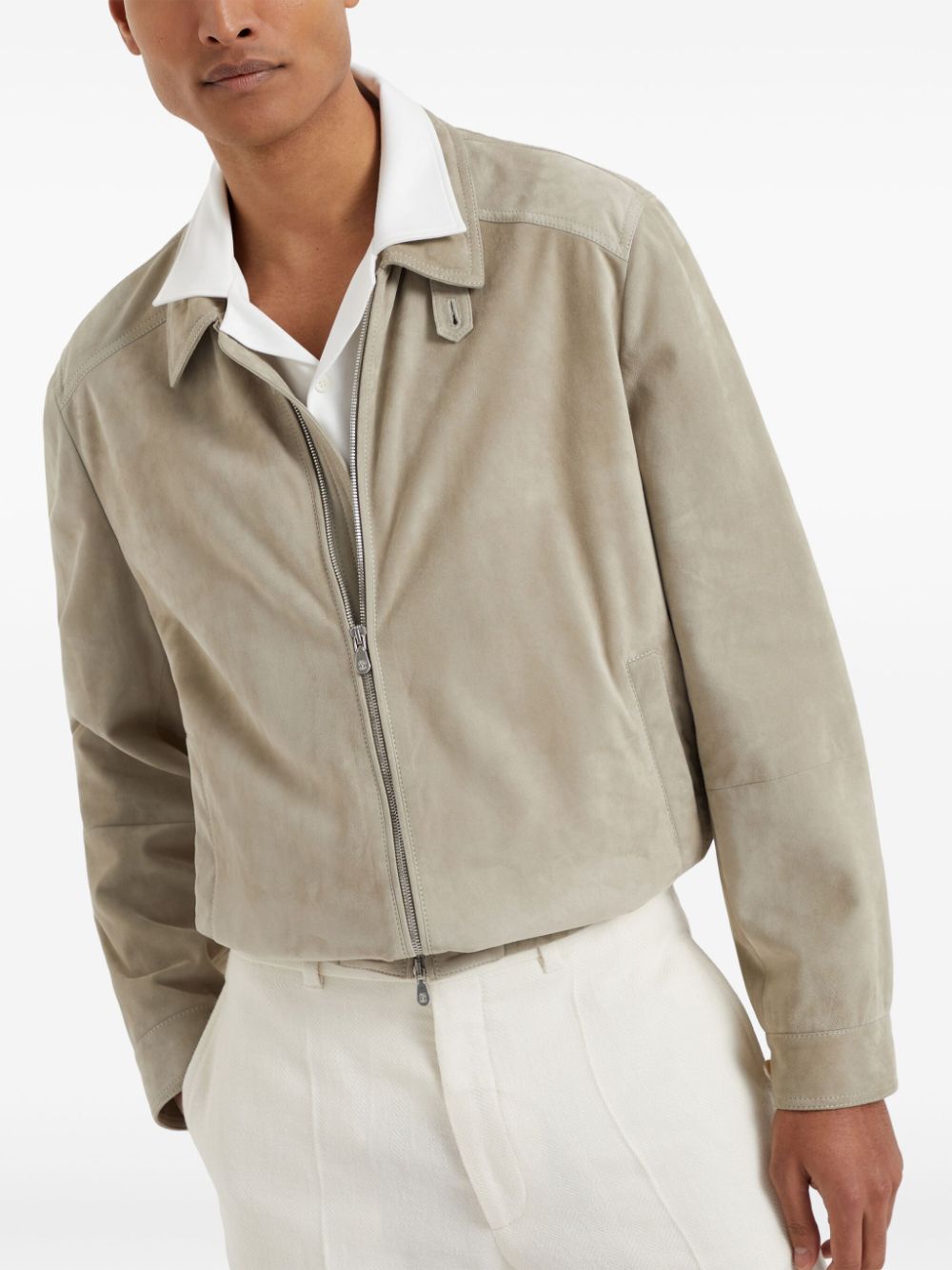 Brunello Cucinelli zip-up suede jacket Men