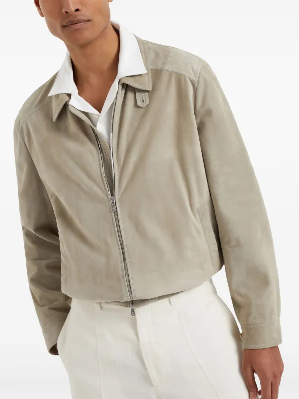 Brunello Cucinelli zip-up Suede Jacket | Green | FARFETCH ID