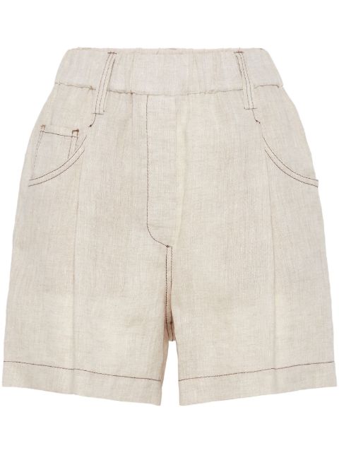 Brunello Cucinelli Monili-embellished linen shorts