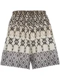 Brunello Cucinelli geometric-pattern silk shorts - Brown
